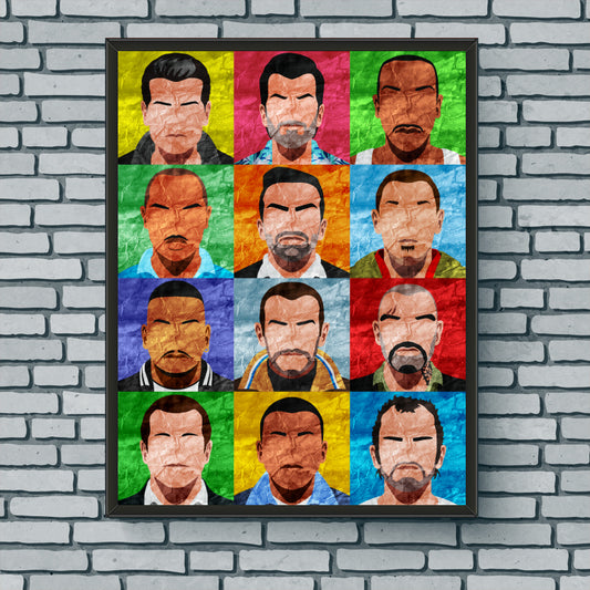 Collage Art Print - Grand Theft Auto