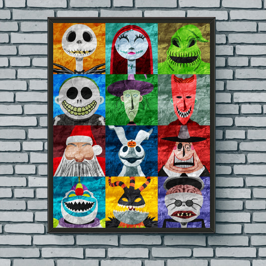 Collage Art Print - Nightmare Before Christmas