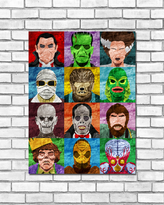 Collage Art Print - Classic Monsters
