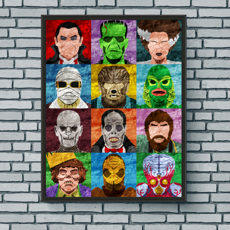 Collage Art Print - Classic Monsters