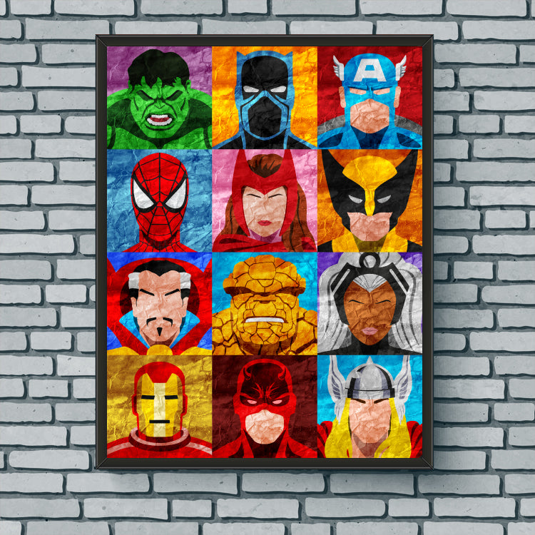 Collage Art Print - Marvel Heroes