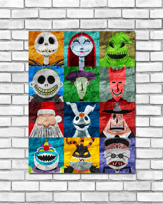 Collage Art Print - Nightmare Before Christmas